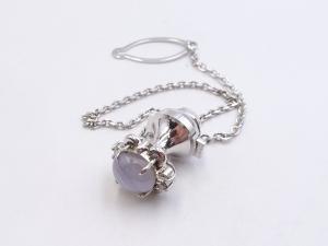 Pt900/ピン側チェーンPt81.04% Pd8.19%保証 スターサファイア ダイヤ 0.09ct タイピン(キャッチ含む) 7.6g